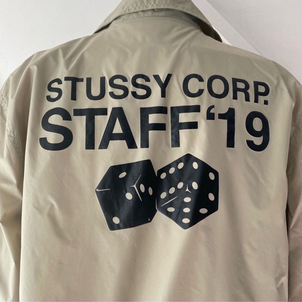 Stussy Corp Staff 19 Dice Coach Jacket Nylon Shell Khaki - Small - Picture 10 of 14